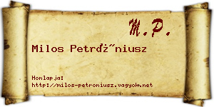 Milos Petróniusz névjegykártya